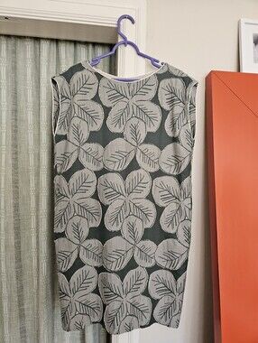 Mina Perhonen "Good Luck" Sleeveless Tunic Mini Dress in Clover Leaf sz 38*